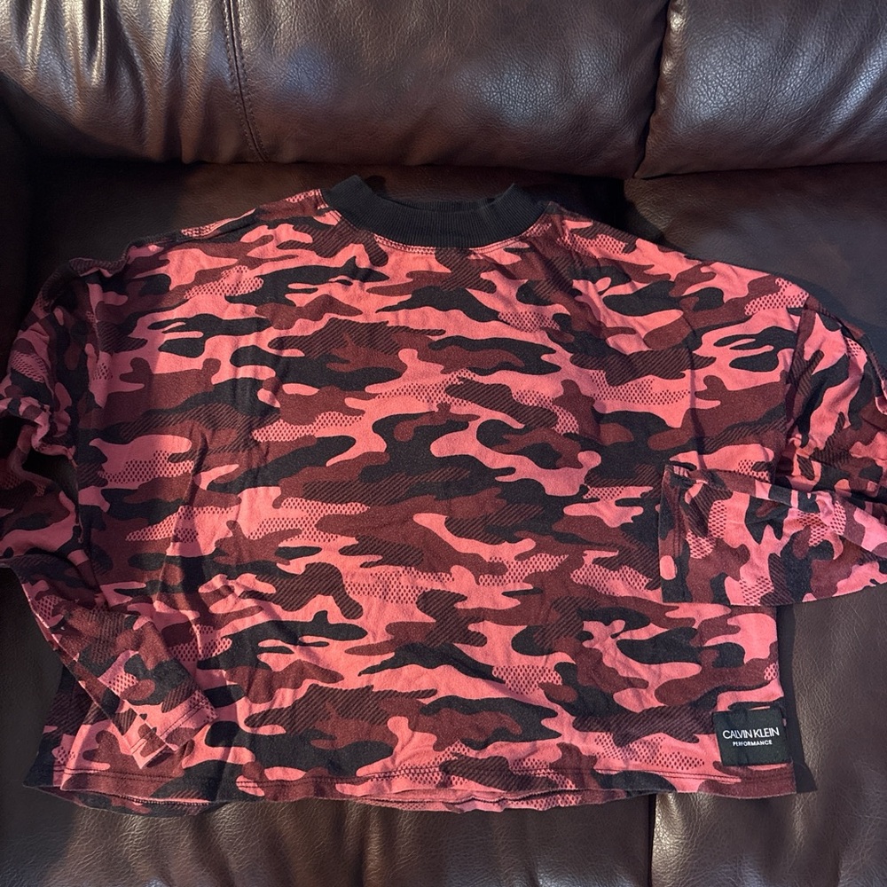 Calvin Klein Woman’s Red and Black Camo Sweatshirt